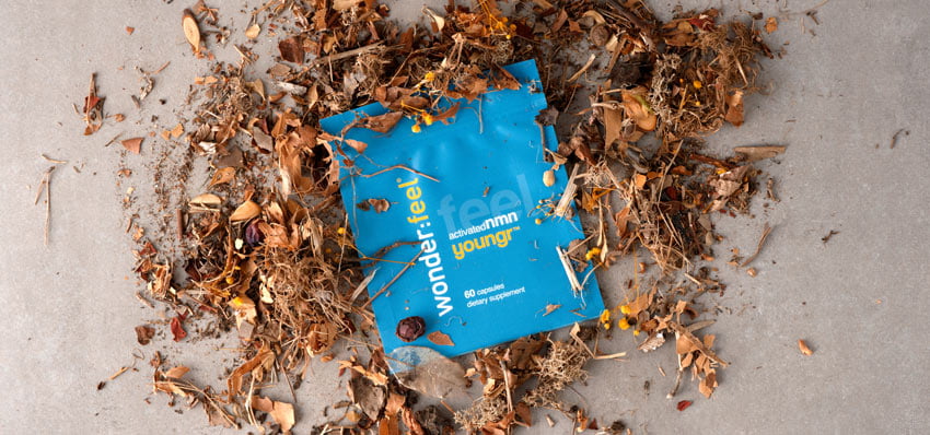 Wonderfeel NMN sustainable refill pouch with mulch.