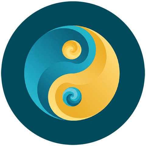 Stylized yin-yang inspired symbol representing the balance between NAD and NADH in cellular metabolism